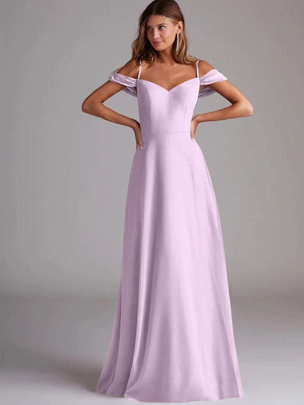 Azazie Marley Bridesmaid Dress – Chiffon - Frosted Lilac – Size A8 – NWT
